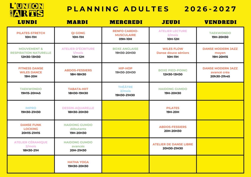 PLANNING adultes 2026-2027