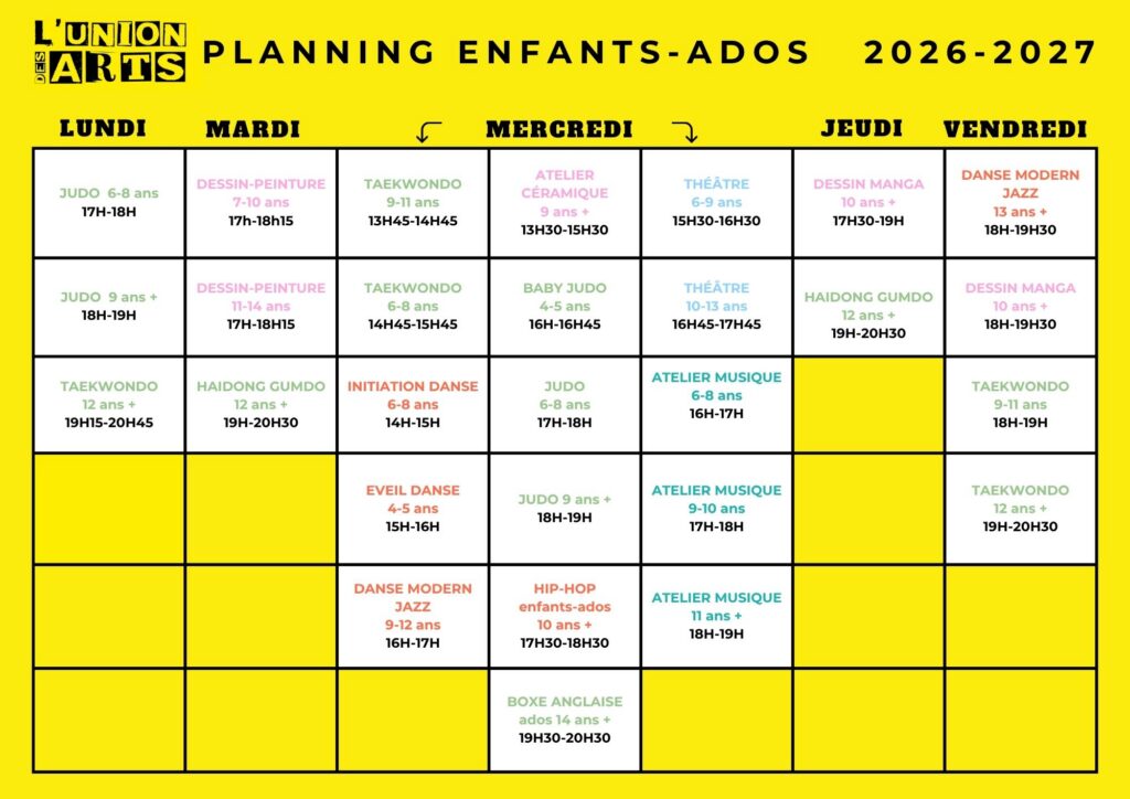 PLANNING enfants ados 2026-2027